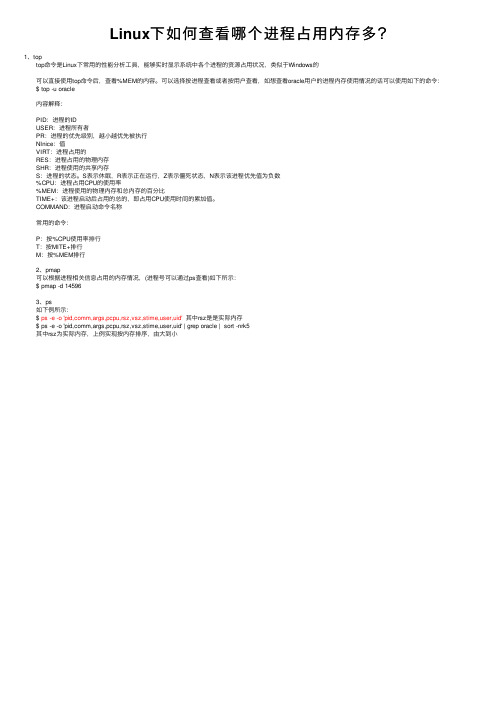 Linux下如何查看哪个进程占用内存多？