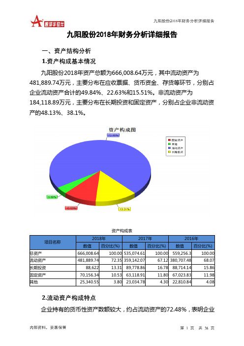 九阳股份2018年财务分析详细报告-智泽华