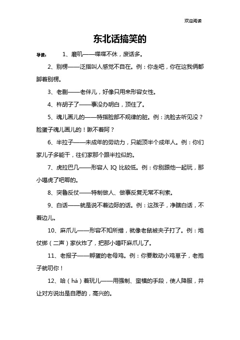 东北话搞笑的