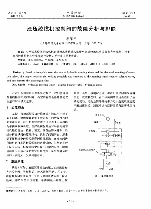 液压绞缆机控制阀的故障分析与排除
