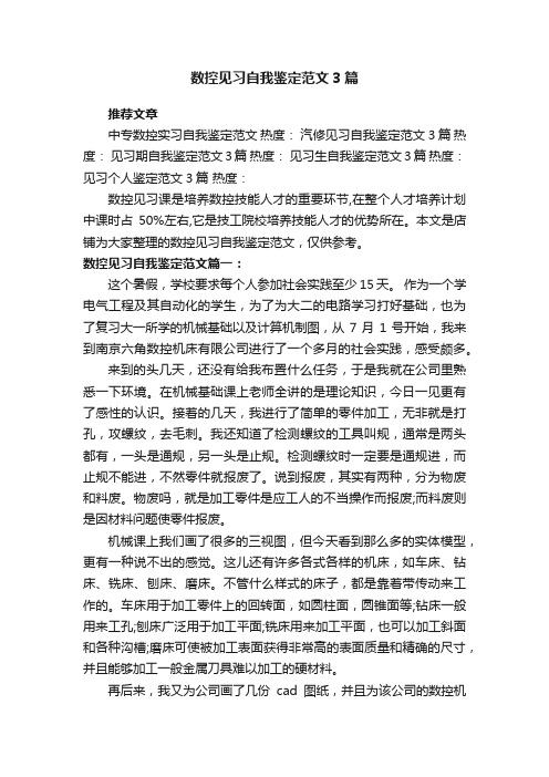 数控见习自我鉴定范文3篇