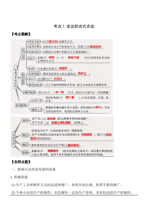 高考历史历年真题汇编考点1 发达的古代农业(解析版)