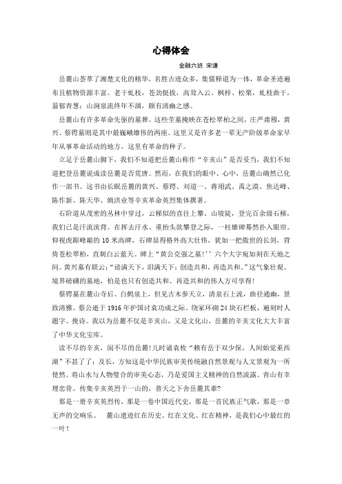 参观岳麓山烈士墓心得体会