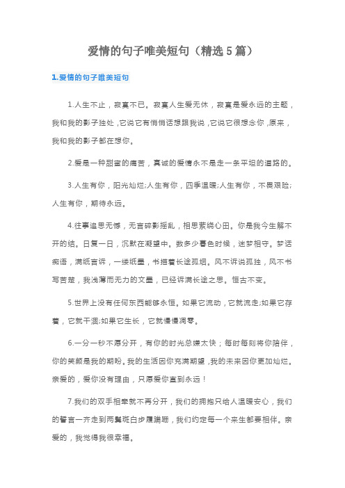 爱情的唯美句子短句