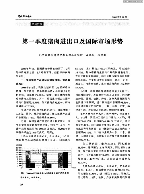 第一季度猪肉进出口及国际市场形势