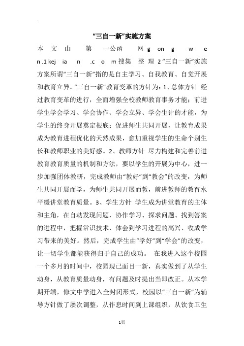 “三自一新”实施方案