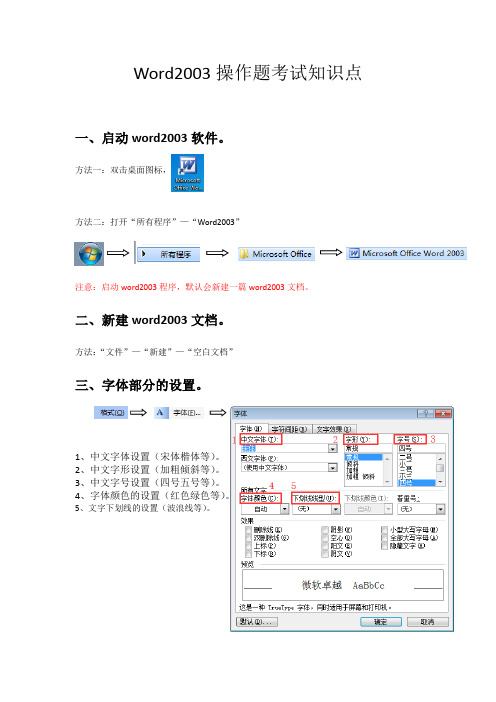 四川省德阳市2020年高一信息技术会考操作题word2003知识点总结专项