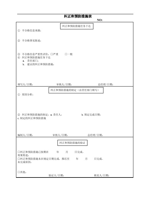 037 纠正预防措施表