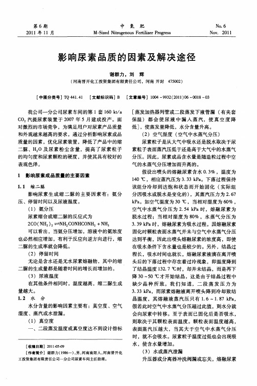 影响尿素品质的因素及解决途径