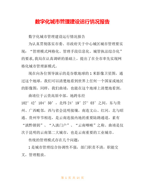 数字化城市管理建设运行情况报告