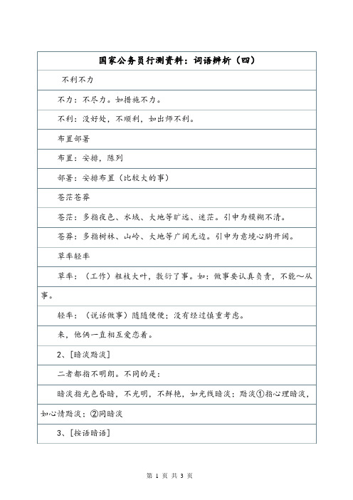 国家公务员行测资料：词语辨析(四).doc