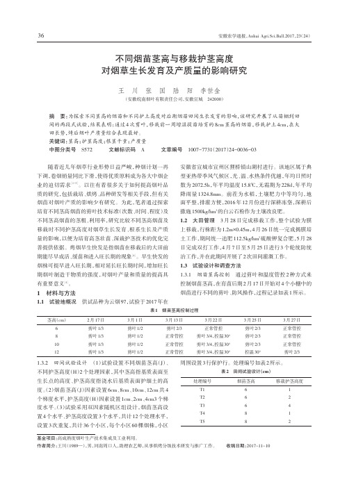 不同烟苗茎高与移栽护茎高度对烟草生长发育及产质量的影响研究