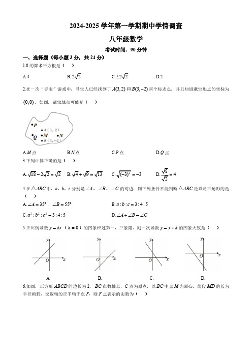 广东省深圳市宝安中学(集团)初中部2024-2025学年八年级上学期11月期中考试数学试题(含答案)