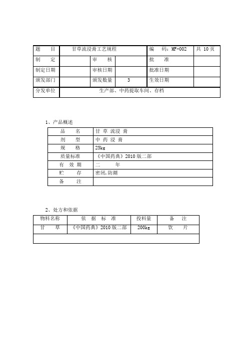 甘草流浸膏工艺规程