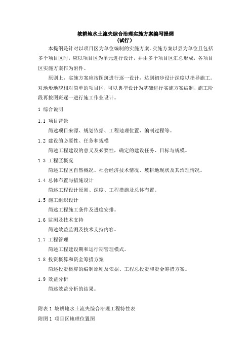 坡耕地水土流失综合治理实施方案编写提纲