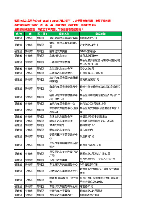 新版福建省宁德市蕉城区汽车装潢工商企业公司名录名单大全54家