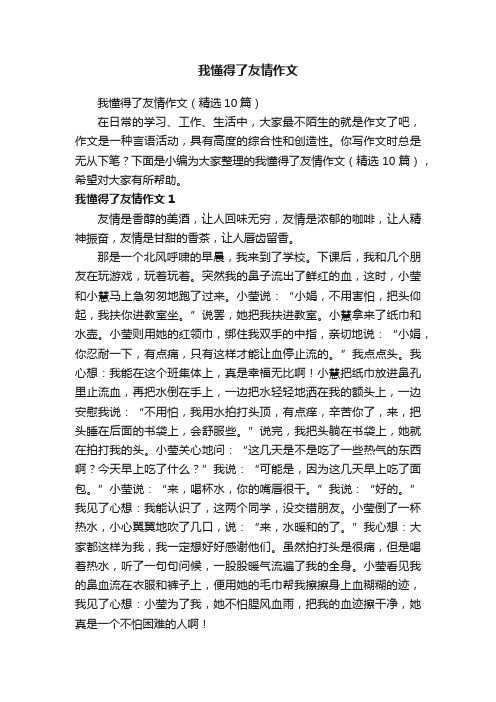 我懂得了友情作文（精选10篇）