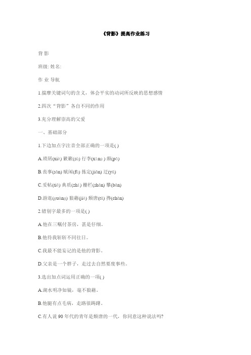 最新北师大版第5课《背影》同步练习(北师大版七年级上册)