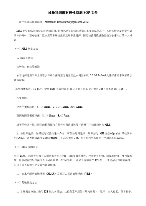 检验科细菌耐药性监测标准操作程序SOP文件
