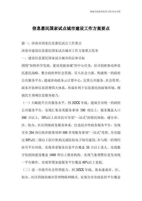 信息惠民国家试点城市建设工作方案要点