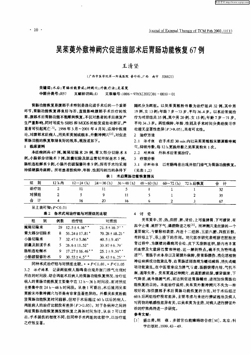 吴茱萸外敷神阙穴促进腹部术后胃肠功能恢复67例