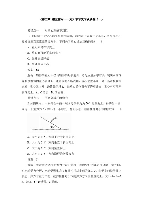《第三章 相互作用——力》章节复习及训练(含答案)