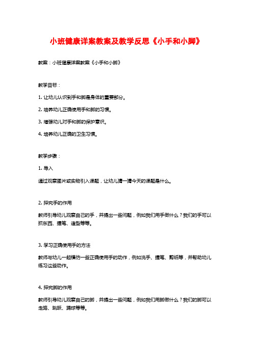 小班健康详案教案及教学反思《小手和小脚》