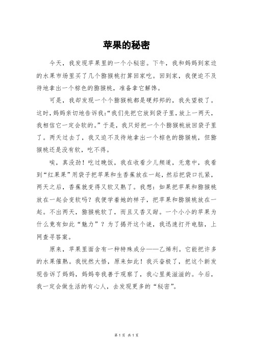 苹果的秘密_六年级作文