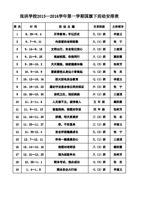 2015-2016国旗下活动安排
