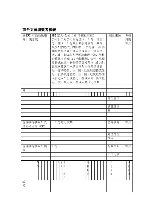前台文员绩效考核表.