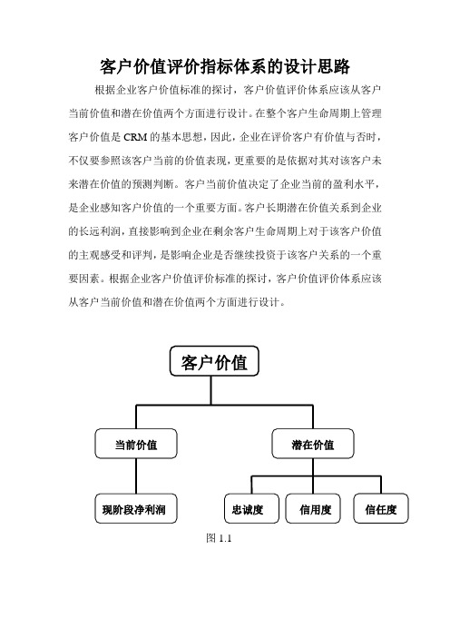 客户价值评价指标体系的设计思路
