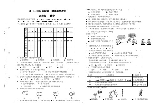 化学标准试卷模板