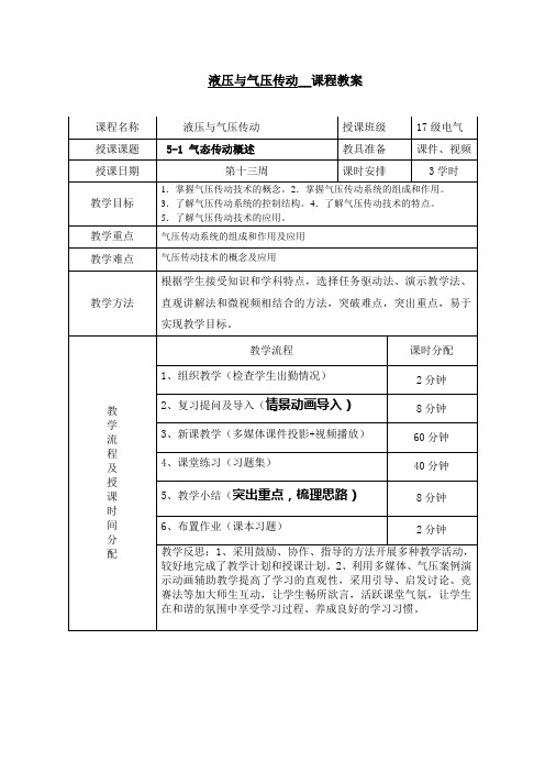 气压传动概述教案
