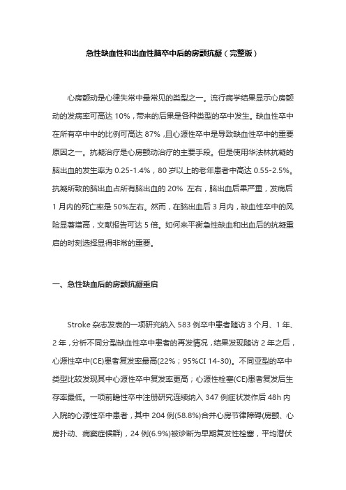 急性缺血性和出血性脑卒中后的房颤抗凝(完整版)