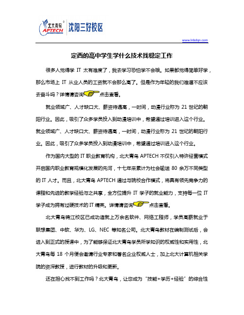 定西的高中学生学什么技术找稳定工作