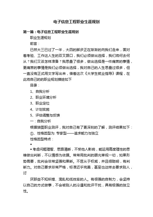 电子信息工程职业生涯规划