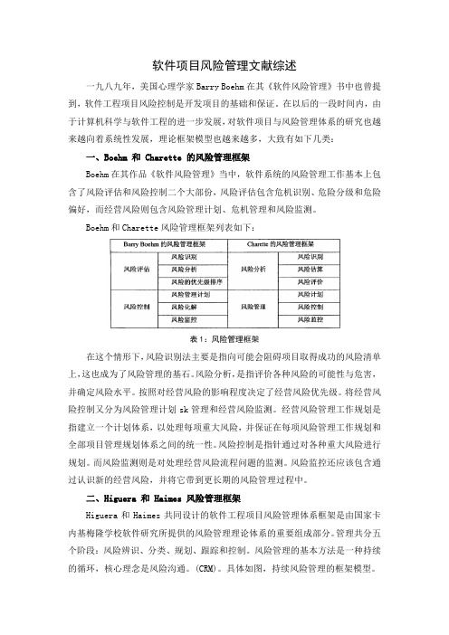 软件项目风险管理文献综述