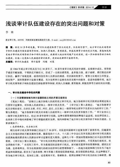 浅谈审计队伍建设存在的突出问题和对策