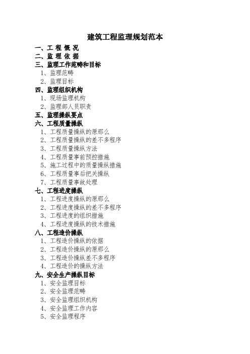 建筑工程监理规划范本