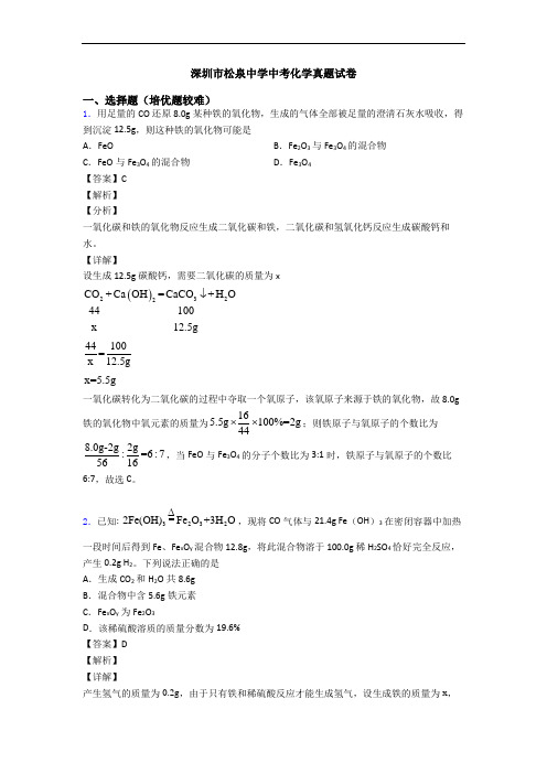 深圳市松泉中学中考化学真题试卷