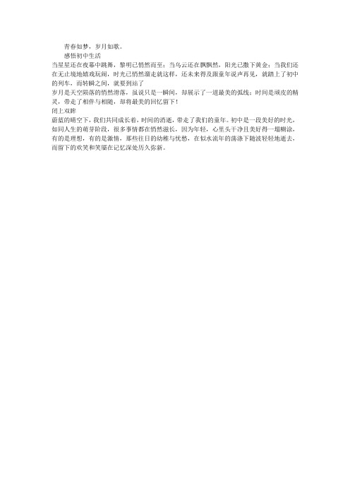 青春如梦,岁月如歌