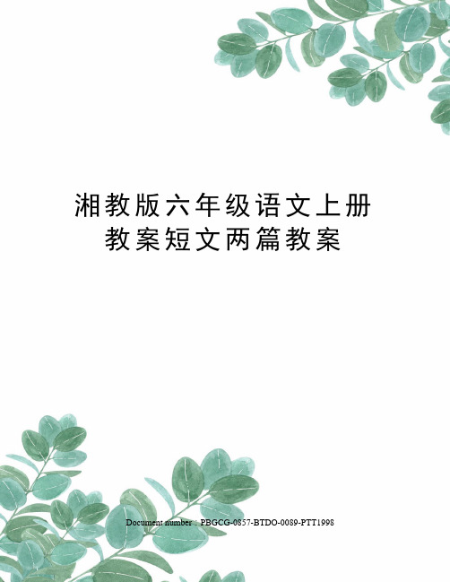 湘教版六年级语文上册教案短文两篇教案