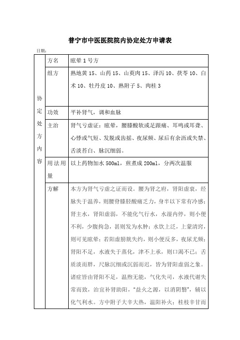 协定方处方申请表1
