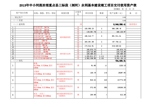 水利基本建设竣工项目交付使用资产表