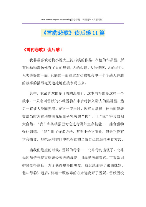 《雪豹悲歌》读后感11篇