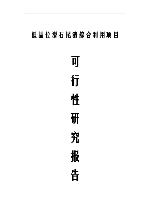 低品位滑石尾渣综合利用项目可行性研究报告