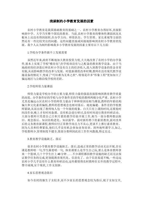 浅谈制约小学教育发展的因素
