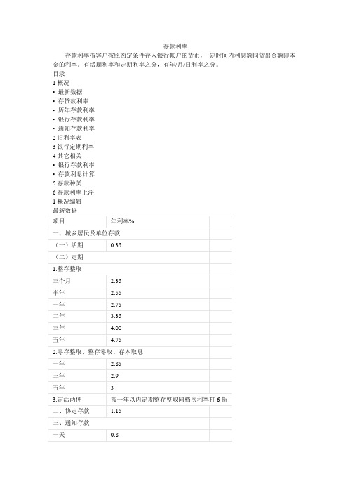 存款分类及利率