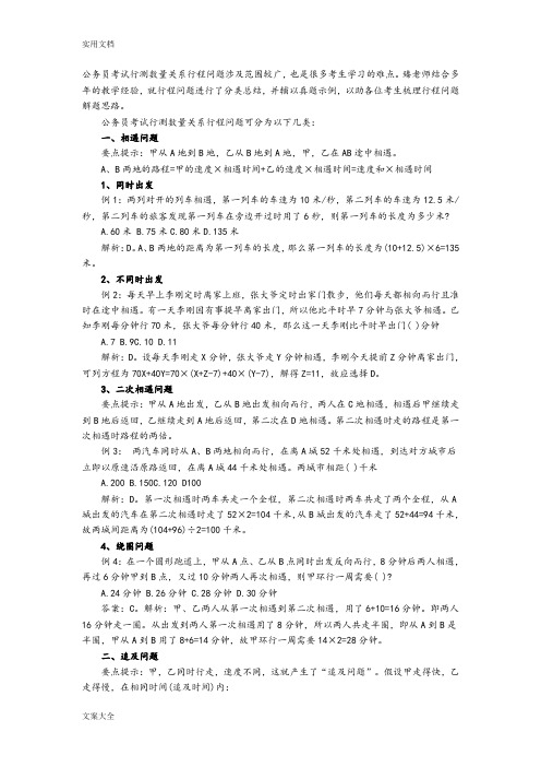 行测数量关系题型与解析汇报
