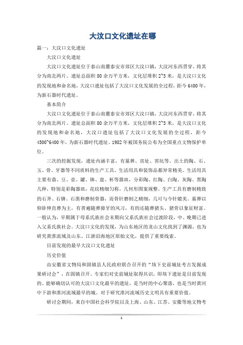 大汶口文化遗址在哪